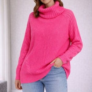 Vibrant Pink Turtleneck Sweater
